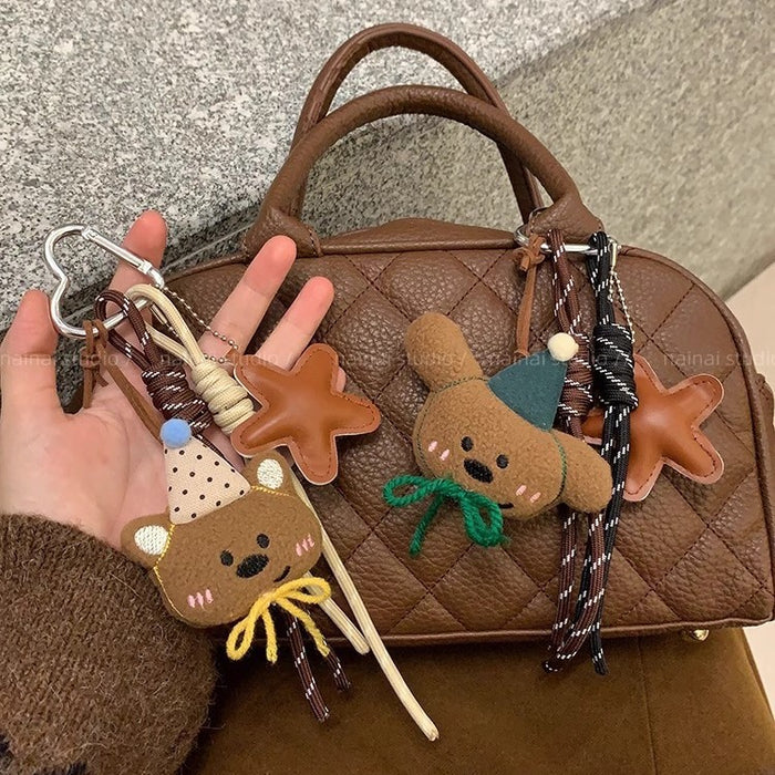 Wholesale Cute Plush Bear Pendant  Climber Rope Hand Rope Cartoon Doll Bag Hanging Car Keychain