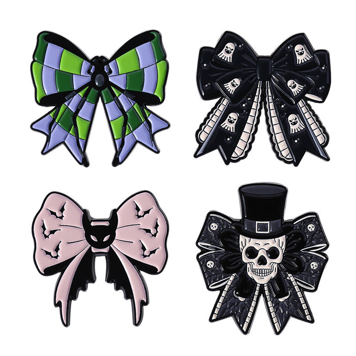 Wholesale Punk Dark Style Bow Brooch Zinc Alloy Lapel Pin Badge JK Skirt Decorative Gift