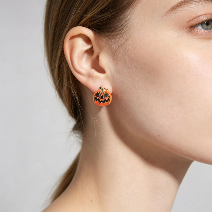Wholesale Electroplated Zinc Alloy  Earrings Pumpkin Skull Ghost Face Tassel Zircon For Boutique Resale