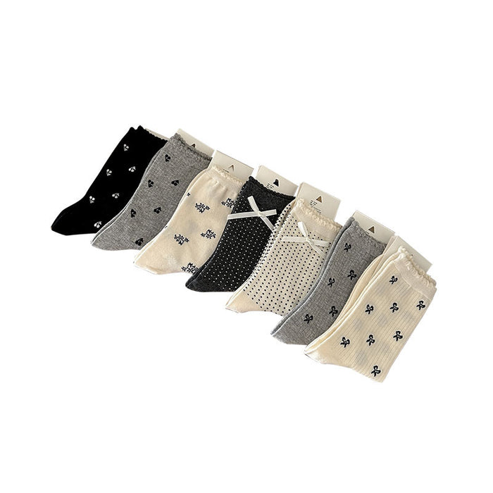 Wholesale Socks, bow, middle tube, socks, polka dots, pile socks, cotton