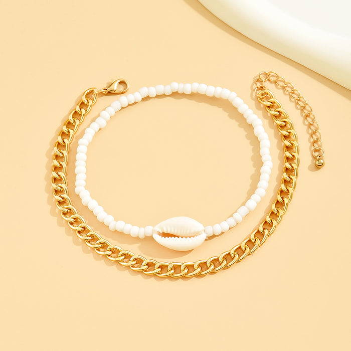 Wholesale Bohemian Shell Woven Anklet Set Fashion Accessory