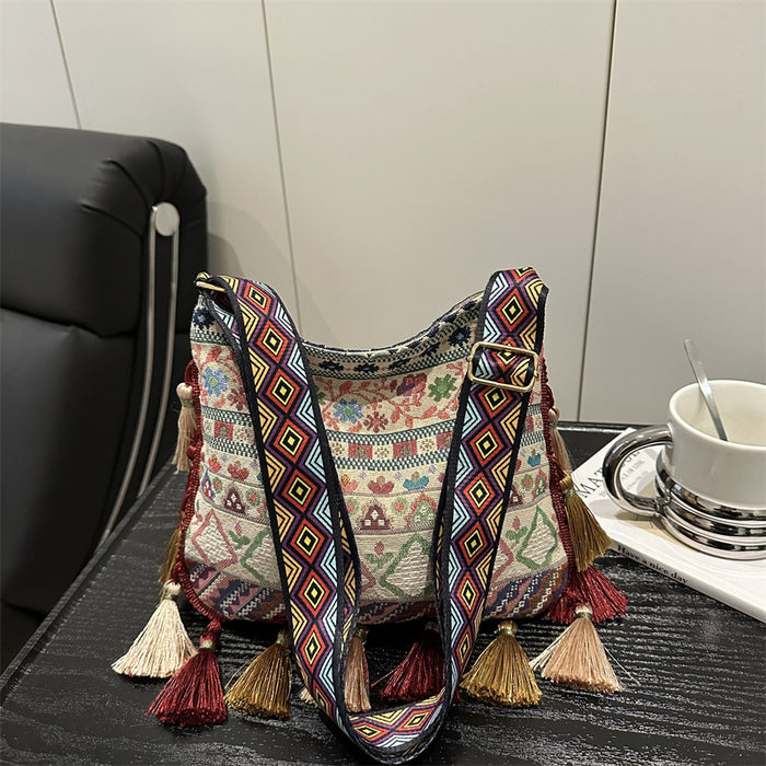 Wholesale Bohemian Tassel Cloth Shoulder Bag - Trendy Street Style for Casual Use