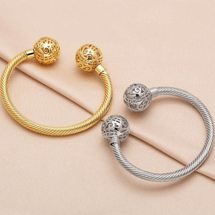 Wholesale  jewelry  round hollow bracelet  gold-plated bracelet