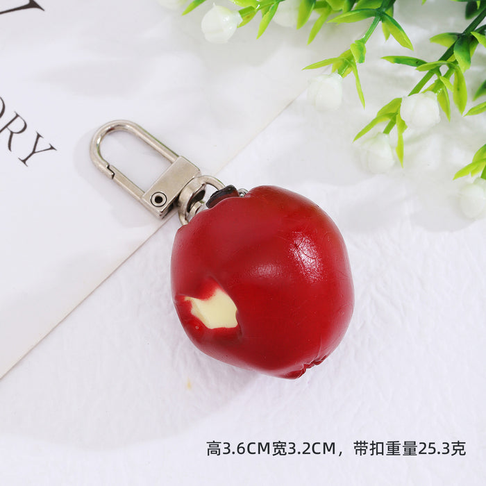 Wholesale Cartoon Cream Strawberry Slice Keychain PVC Food Decor Pendant Bag Charm MOQ≥2