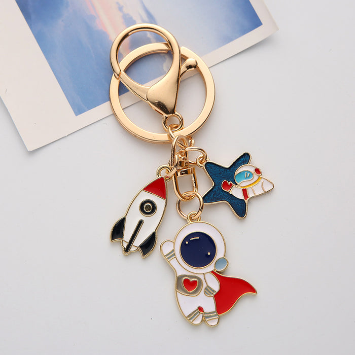 Wholesale Astronaut Metal Keychain Creative Astronaut Pendant Rocket Star Bag Pendant