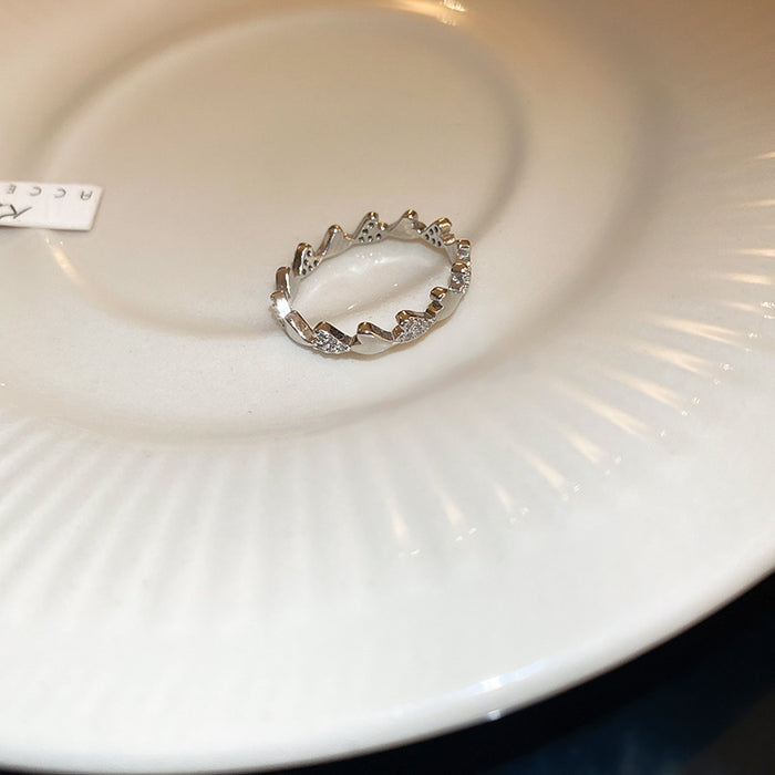 Wholesale Zircon diamond geometric love open ring sweet niche fresh index finger ring fashion high-end jewelry