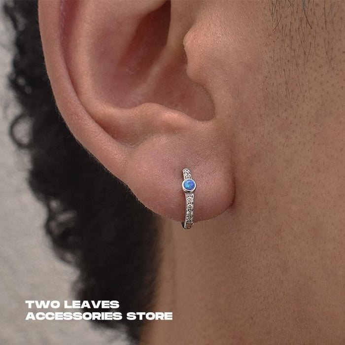 Wholesale Same style earrings with double ring and plain ring, new niche design, high-end earrings, men's temperament, versatile and trendy earrings