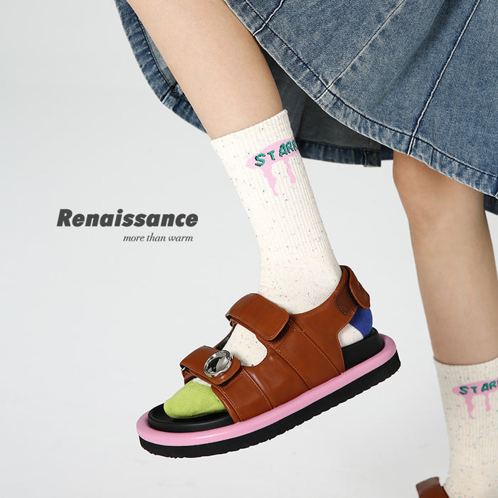 Wholesale Striped Contrast Color Cotton Mid-tube Socks JDC-SK-Xinz004