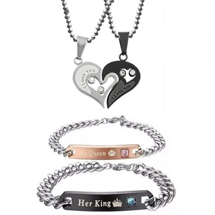 Wholesale A pair of heart-shaped diamond-encrusted heart pendant couple necklaces