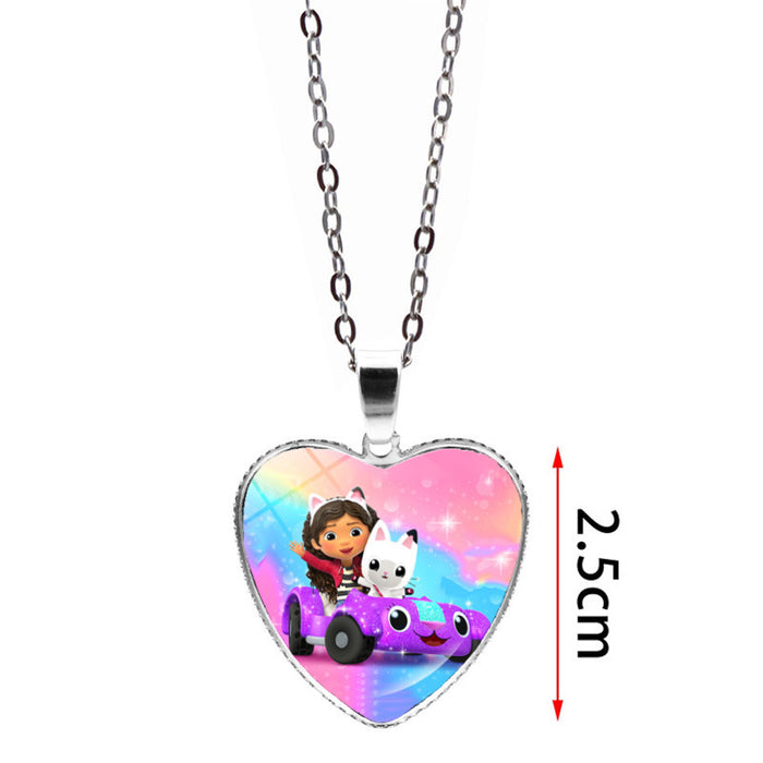 Wholesale Anime Gabby's Dollhouse Love Necklace Jewelry Girl Gift Cartoon Heart Pendant Sweater Chain JDC-NE-JY004