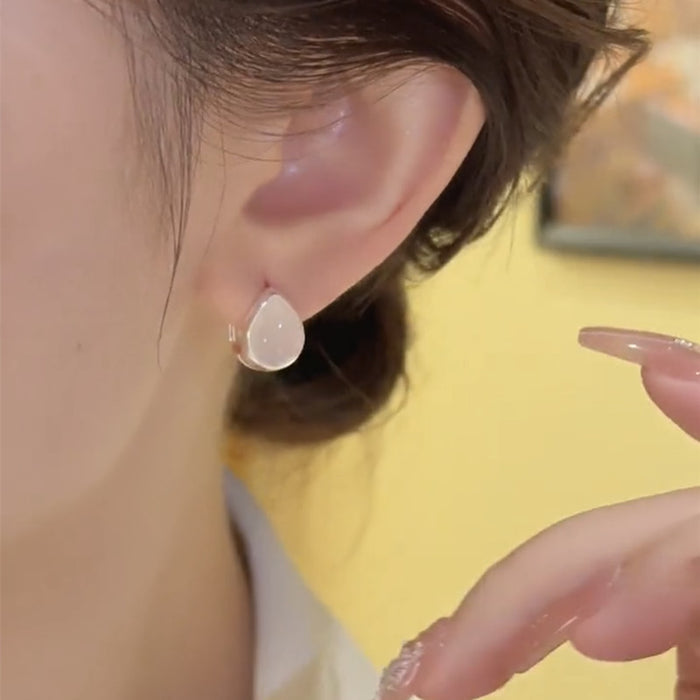 Wholesale Ice-Clear Cat's Eye Stone Double-Sided Teardrop Earrings