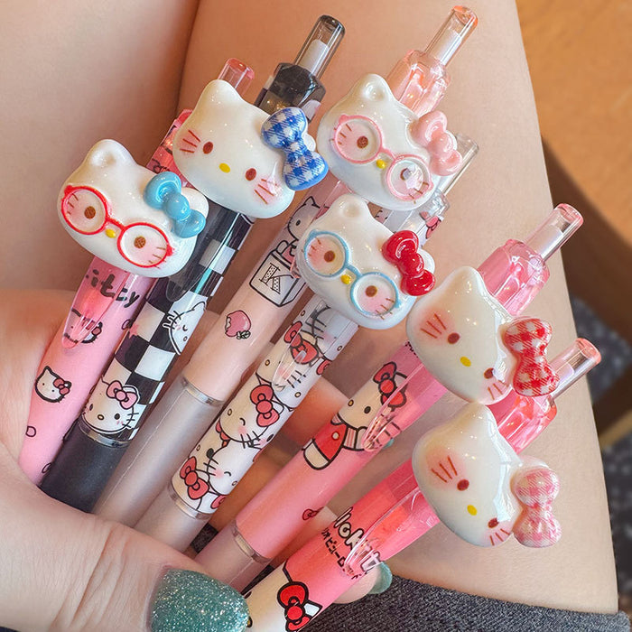 Wholesale 6pcs/ set 3D Cartoon Neutral Pen,  Signature Pen,  High-Quality Stationery,  Click Pen