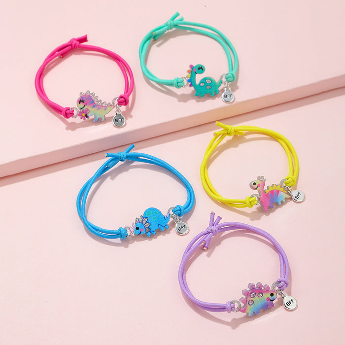 Wholesale jewelry cartoon small dinosaur dopamine bracelet handmade elastic rope