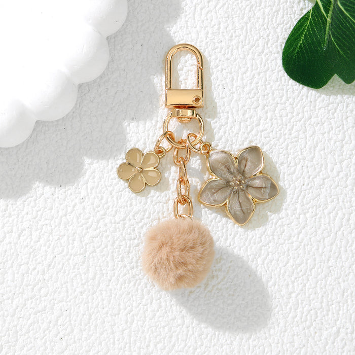 Wholesale Cute Cherry Blossom Flower Alloy Keychain Pendant Purple Decorative Accent for Resale