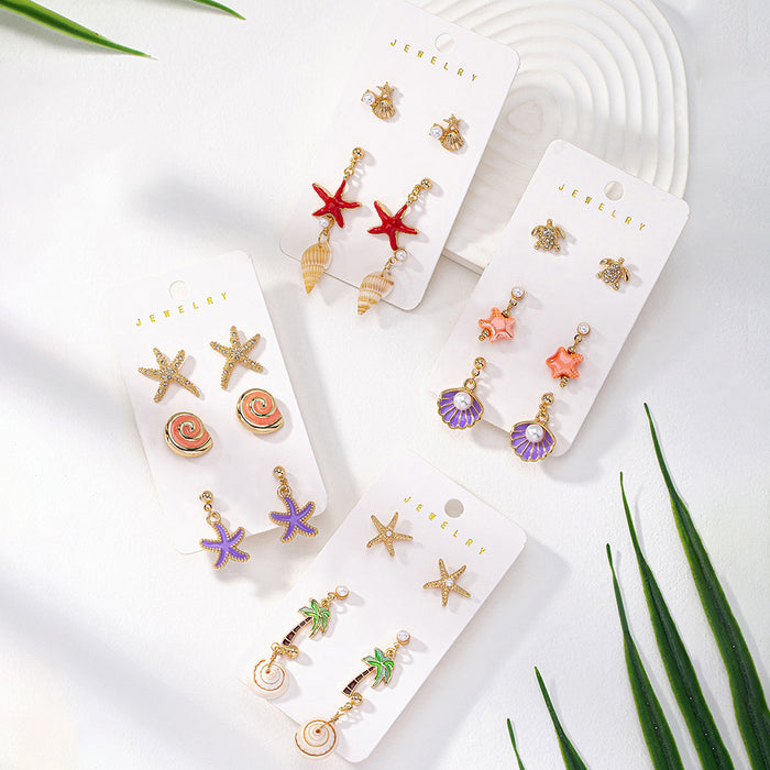 Wholesale Starfish,  Palm Tree,  Conch Earring Set