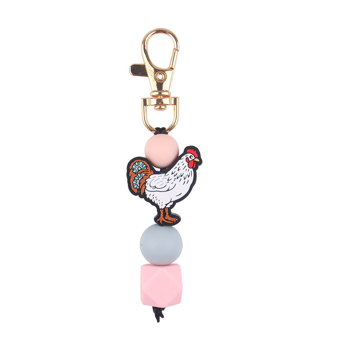 Wholesale Creative Cartoon Pendant  Silicone Beaded Keychain