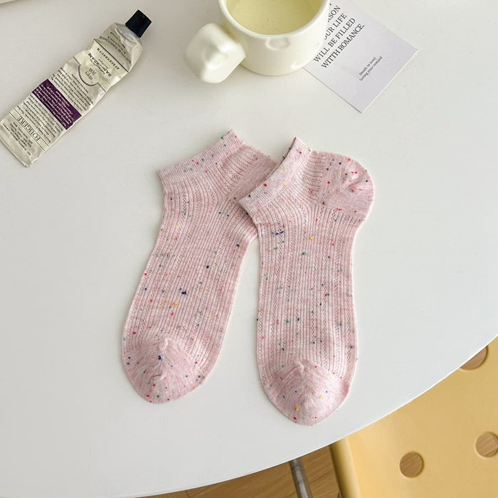 Wholesale Ultra thin mesh breathable retro dot yarn boat socks