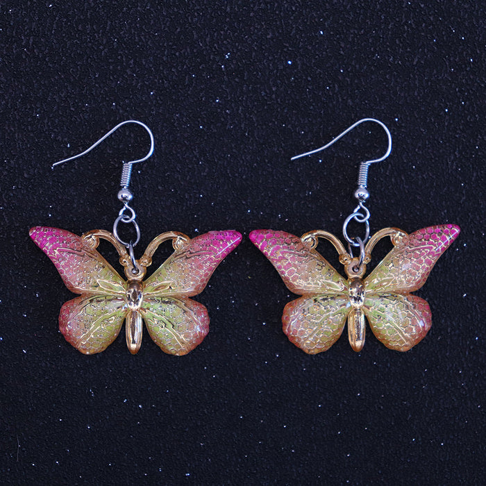 Wholesale Resin Earrings Fun Cute Retro Colorful Butterfly JDC-ES-niqing018