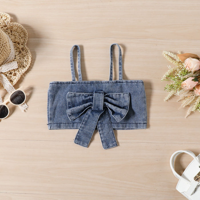 Wholesale Children's Denim Skirt Halter Top Two Piece Set JDC-BC-JiaLJ003