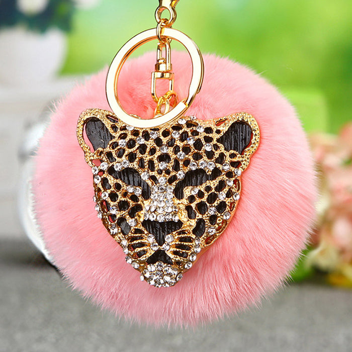 Wholesale Leopard Head Car Keychain Metal Pendant Keychain Ring