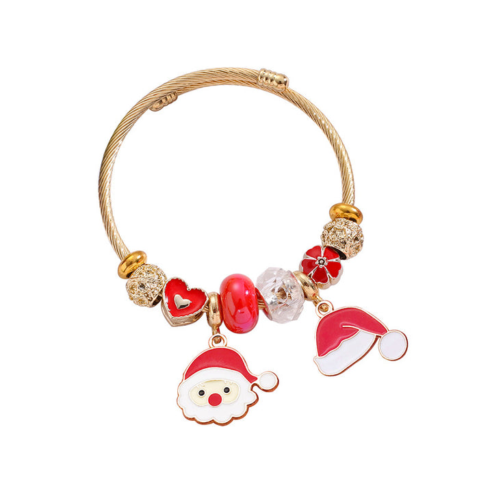 Wholesale Christmas  Reindeer Snowflake Beaded Bracelet Stainless Steel MOQ≥2