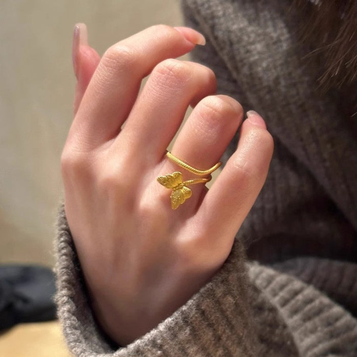 Wholesale  Golden Wire-drawing Ring Women's Index Finger Ring Opening