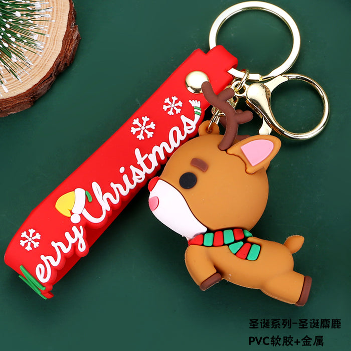 Wholesale Christmas Cartoon Elk Doll Silicone Keychain JDC-KC-YueY010