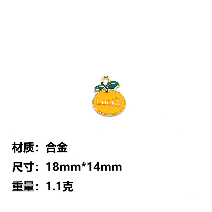 Wholesale 10pcs Cute Cartoon Fruit Letter DIY Alloy Oil Dropping Earrings Pendant Keychain Pendant Hand Rope Jewelry Accessories