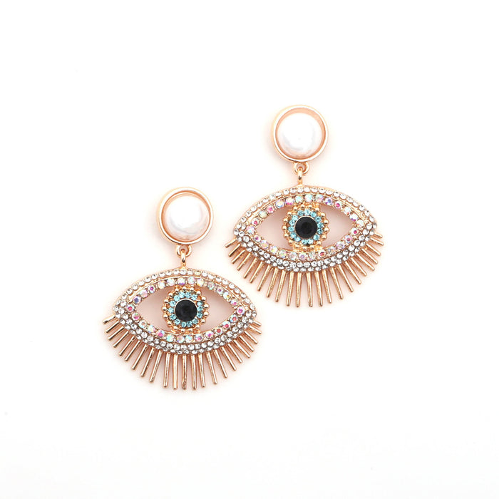 Wholesale Devil's Eye Alloy Diamond Earrings JDC-ES-YueLi017