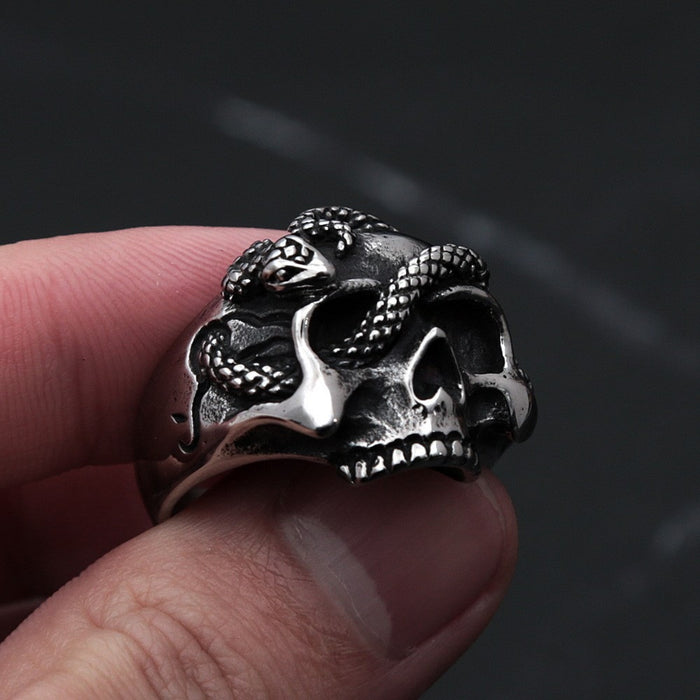 Wholesale Hip Hop Skull Snake Ring Gothic  Dark Style Jewelry Accessory Gift