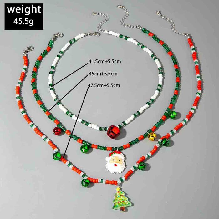 Wholesale Handmade Glass Bead Multi-Layer Christmas Necklace Fashion Accessory MOQ≥2