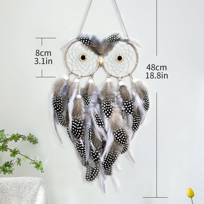 Wholesale Iron Hoop Dreamcatcher with Feathers Owl Design Home Decor Pendant MOQ≥2