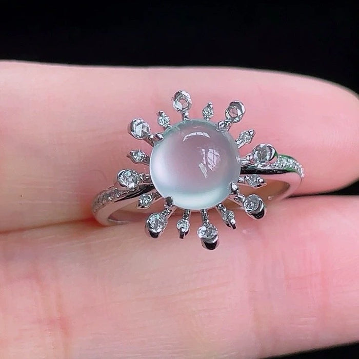 Wholesale Sunflower imitation water foam jade ring, high-end and trendy, versatile, with a simple and exquisite index finger opening