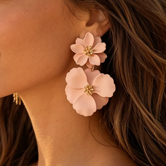 Wholesale Retro Floral Painted Earrings Iron Jewelry Multicolor Gift Boutique Resale MOQ≥5