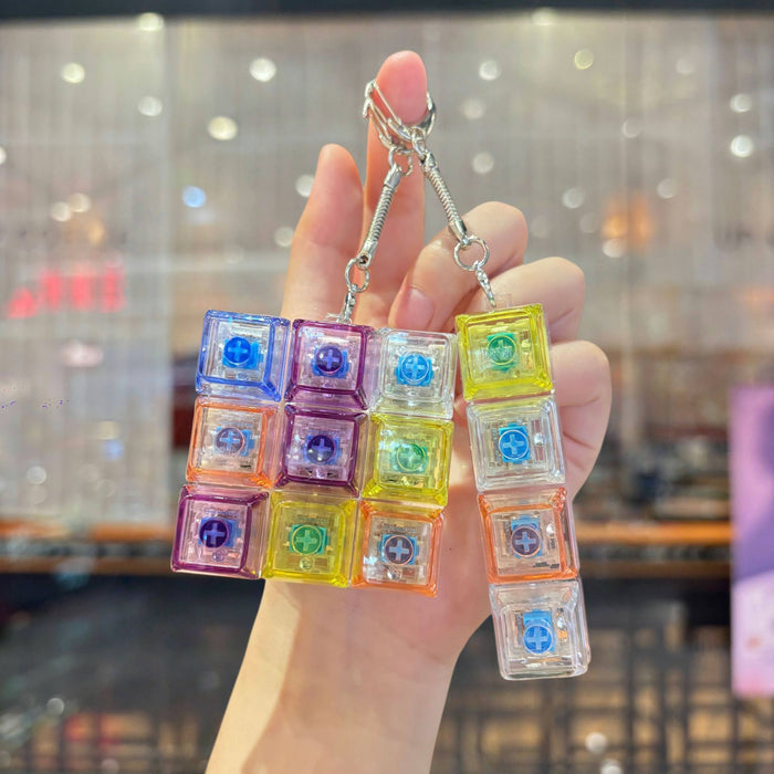 Wholesale PVC Light Transparent Keyboard Keychain Stress Relief Fidget Toy Gift For Couple