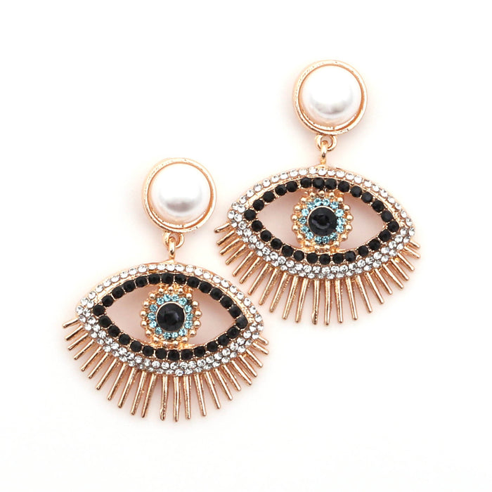 Wholesale Devil's Eye Alloy Diamond Earrings JDC-ES-YueLi017