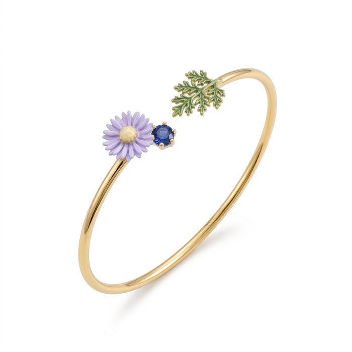 Wholesale Copper Electroplated Open Flower Cuff Bracelet Women S Stylish Botanical Jewelry Accessory For Resale