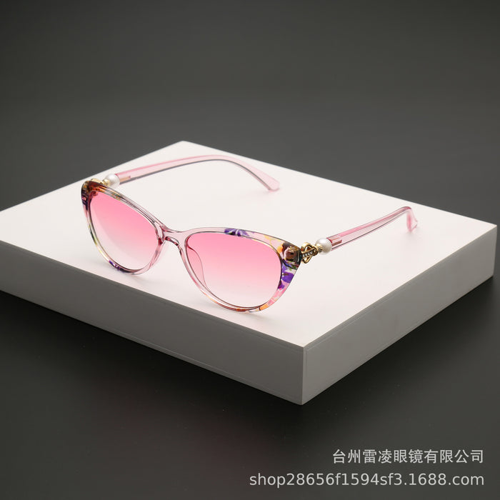 Wholesale Advanced New Cat Eye Frame Pearl Sunglasses Fashion Printed Sunglasses