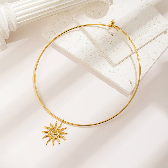 Wholesale 18k gold spiral circle sunflower  collar jewelry women