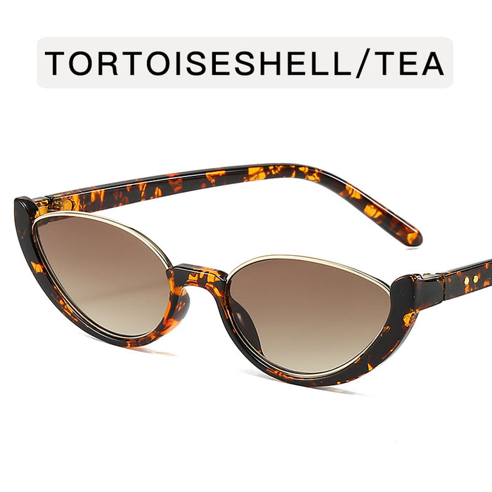 Wholesale Cat eye half frame sunglasses, niche retro glasses, fashionable and personalized sunglasses