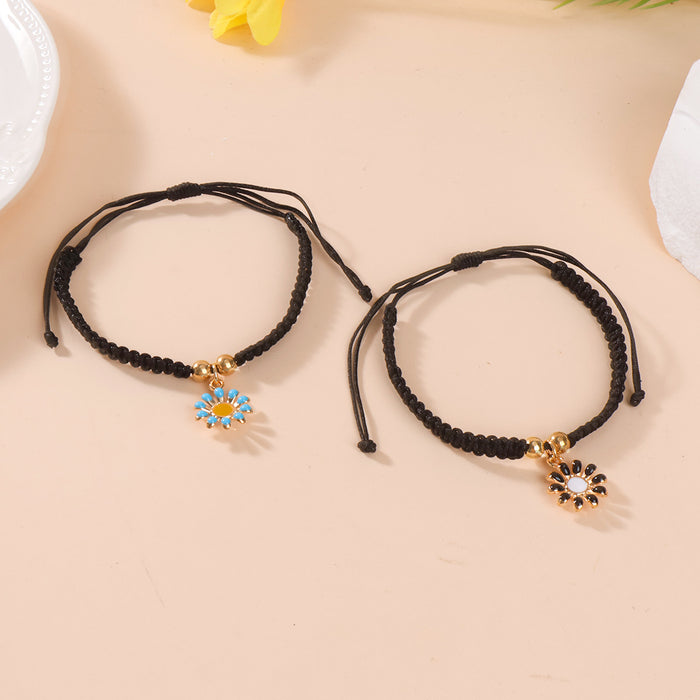 Wholesale New Daisy Bracelet, Chrysanthemum Weaving Hand Rope, Sunflower Card Bracelet