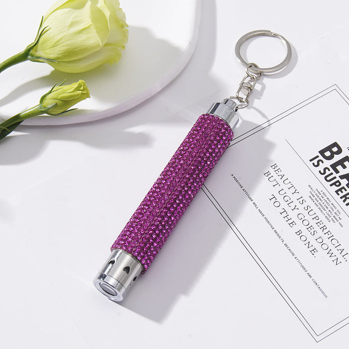 Wholesale Diamond-studded Mini Flashlight Metal Keychain JDC-KC-ZY015