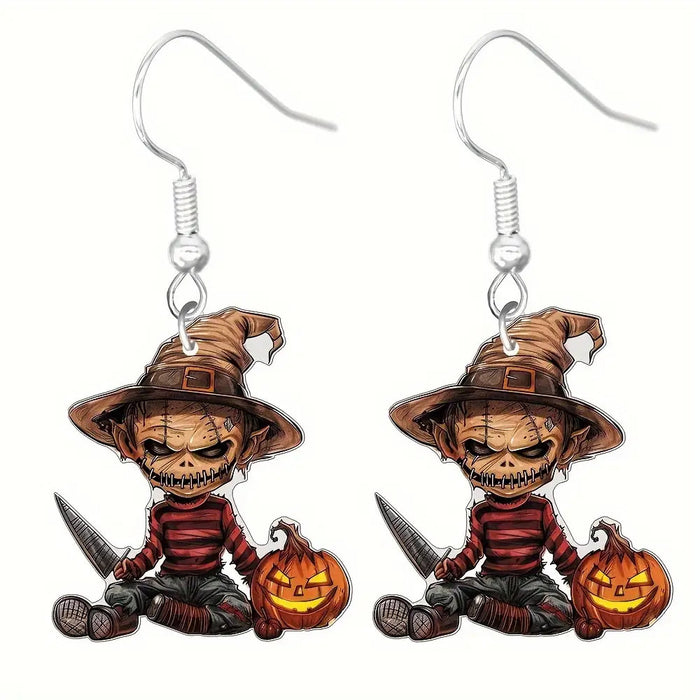 Wholesale  Cartoon Acrylic Earrings 2D Skull Clown Pumpkin Design Trendy Fashion Accessory For Party Gift Boutique Resale