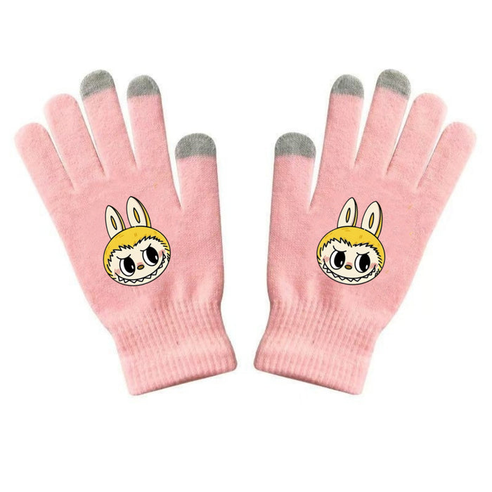Wholesale Warm Dopamine Printed Knitted Gloves