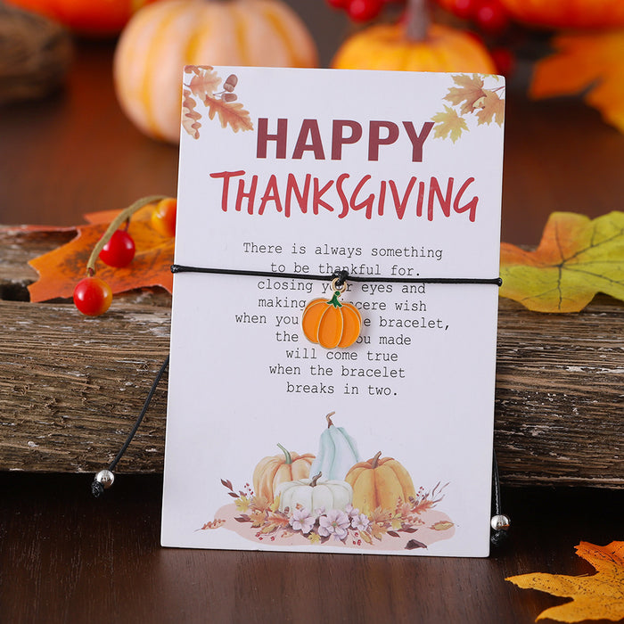 Wholesale Thanksgiving Personalized Creative Maple Leaf Turkey Pine Cone Bracelet Simple Color Card Jewelry