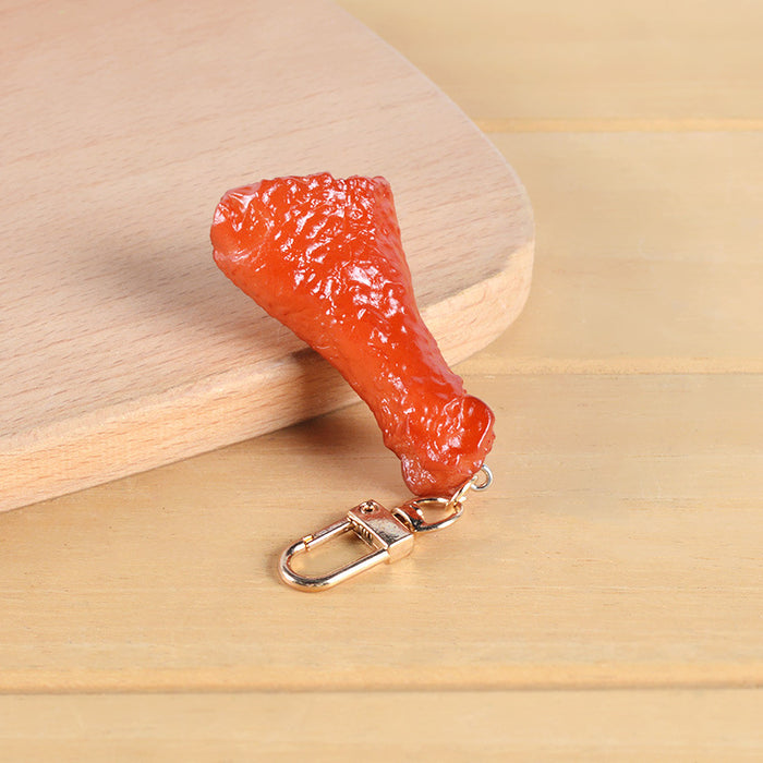 Wholesale PVC Simulated Food Keychain Charms Realistic Chicken Wing Roast Duck And Braised Pork Pendant MOQ≥5