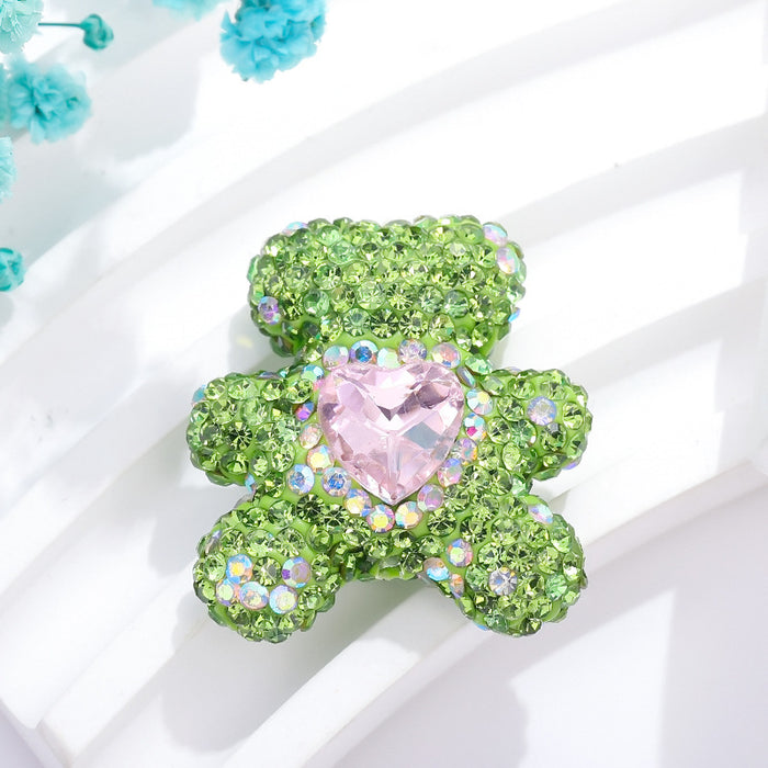 Wholesale Colorful Soft Pottery Diamond Care Bear Straight Hole Beads JDC-BDS-NanT004