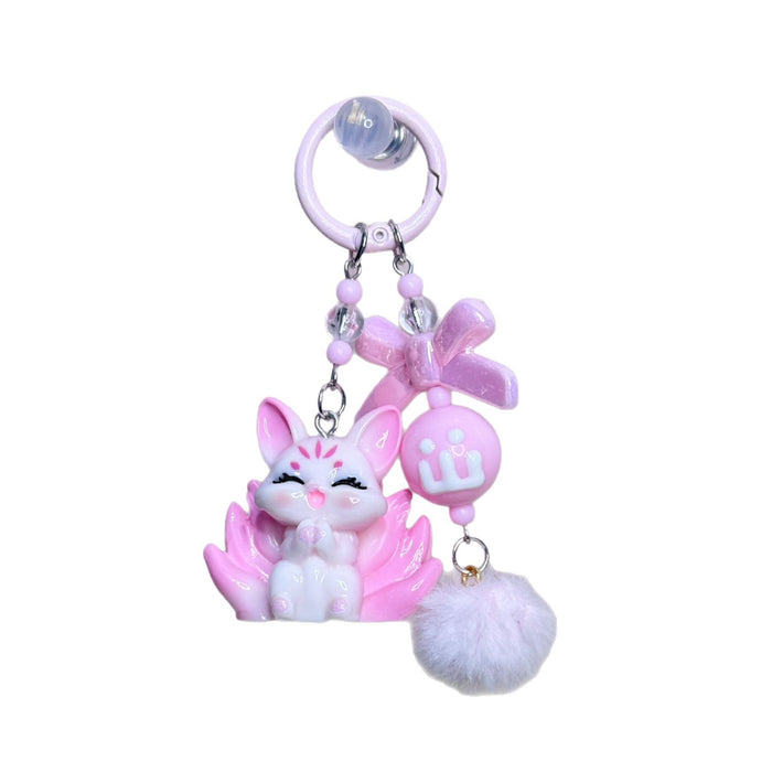 Wholesale Cute Nine-Tailed Fox Keychain Cartoon Plush Pendant Gift for Girlfriend Decorative Accessory