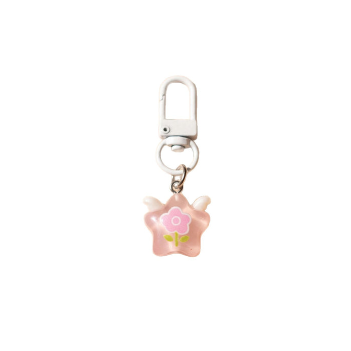 Wholesale Sparkling Resin Star Keychain Pink Cute Cloud Design Fashion Accessory Gift