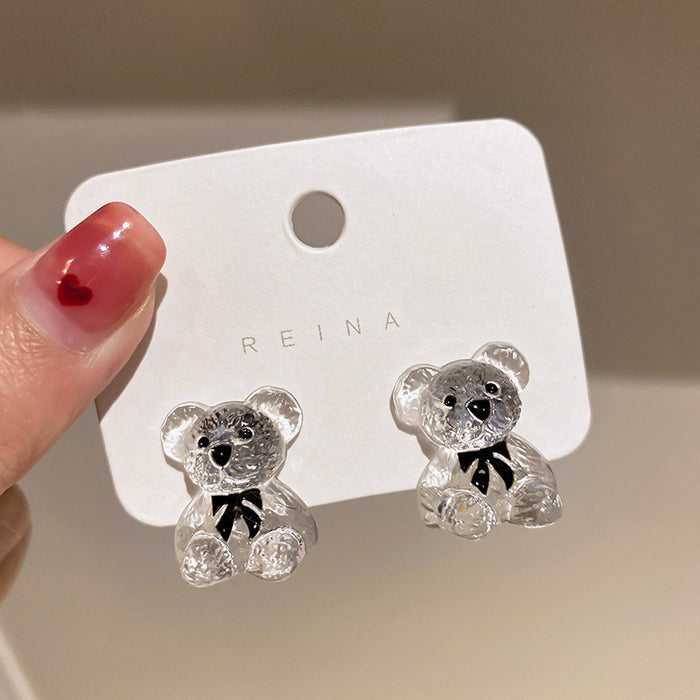 Wholesale Personalized Transparent Bear Earrings with Cute and Stylish Design, Unique Earrings